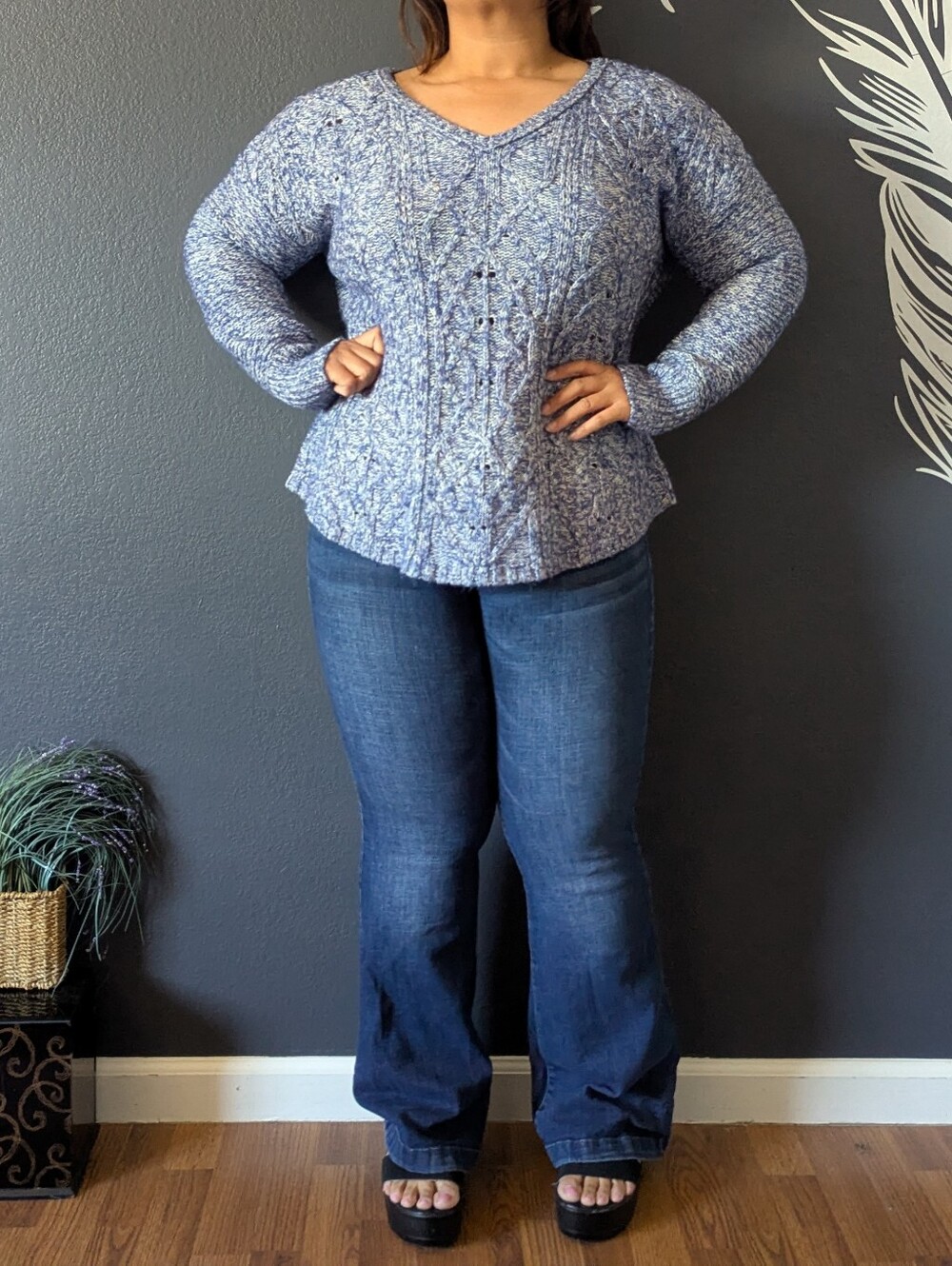 American Eagle Outfitters Blue Marble Knit Sweater